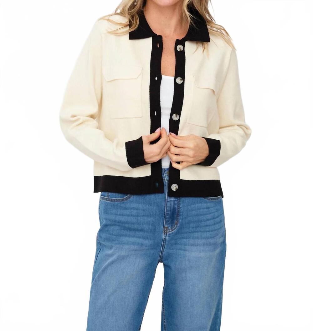 NEW SIX/FIFTY fallon layered cardigan in ivory